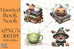 Haunted Book Nook Clipart Ghosts, Monsters &amp; Spooky Library Product Image 1
