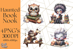 Haunted Book Nook Clipart Ghosts, Monsters &amp; Spooky Library Product Image 1