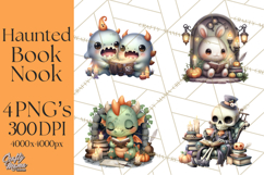 Haunted Book Nook Clipart Ghosts, Monsters &amp; Spooky Library Product Image 1