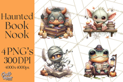 Haunted Book Nook Clipart Ghosts, Monsters &amp; Spooky Library Product Image 1