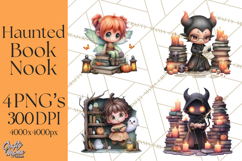 Haunted Book Nook Clipart Ghosts, Monsters &amp; Spooky Library Product Image 1