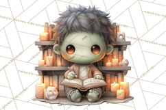 Haunted Book Nook Clipart Ghosts, Monsters &amp; Spooky Library Product Image 5