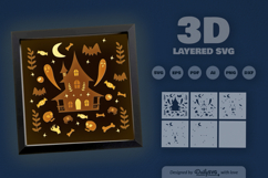 Haunted House Folk Art Layered Papercut Product Image 3
