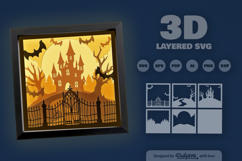 Haunted Castle Layered Papercut 3D SVG Product Image 3