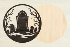 Haunted Graveyard Round Sign SVG Product Image 2