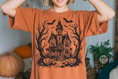 Haunted House Bat Halloween Png, Spooky Season Png Product Image 1