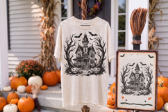 Haunted House Bat Halloween Png, Spooky Season Png Product Image 3