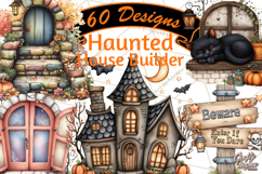 Haunted House Builder Clipart, Halloween Scene Creator PNG Product Image 1