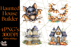 Haunted House Builder Clipart, Halloween Scene Creator PNG Product Image 1