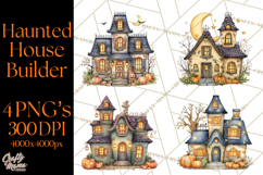 Haunted House Builder Clipart, Halloween Scene Creator PNG Product Image 1