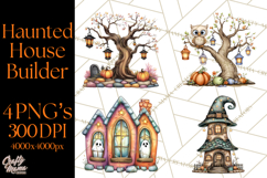 Haunted House Builder Clipart, Halloween Scene Creator PNG Product Image 1