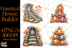 Haunted House Builder Clipart, Halloween Scene Creator PNG Product Image 1