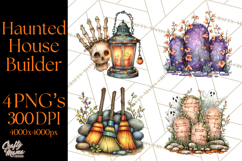 Haunted House Builder Clipart, Halloween Scene Creator PNG Product Image 1