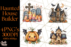 Haunted House Builder Clipart, Halloween Scene Creator PNG Product Image 1
