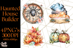 Haunted House Builder Clipart, Halloween Scene Creator PNG Product Image 1
