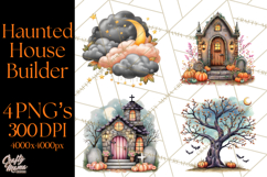 Haunted House Builder Clipart, Halloween Scene Creator PNG Product Image 1