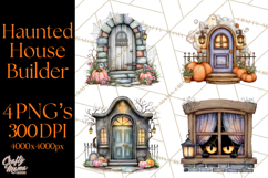 Haunted House Builder Clipart, Halloween Scene Creator PNG Product Image 1