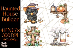 Haunted House Builder Clipart, Halloween Scene Creator PNG Product Image 1