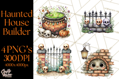 Haunted House Builder Clipart, Halloween Scene Creator PNG Product Image 1