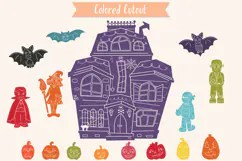 Haunted House Color, Hand Drawn Monsters, Halloween Pumpkins Product Image 6