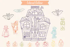 Haunted House Color, Hand Drawn Monsters, Halloween Pumpkins Product Image 7
