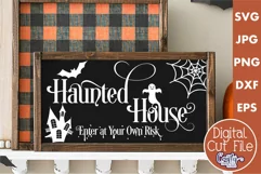 Haunted House Halloween Farmhouse Sign Svg Product Image 1