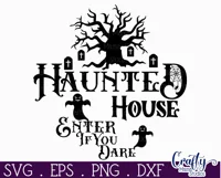Farmhouse Halloween Round Sign, Haunted House Svg Cut File Product Image 2