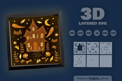 Haunted House Folk Art Layered Papercut Product Image 2