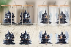 Haunted House Halloween Glass Can Wraps Product Image 4