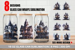Haunted House Halloween Glass Can Wraps Product Image 1