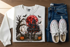 Haunted House Halloween Rhinestone PNG Design Product Image 3