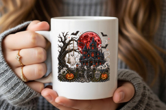 Haunted House Halloween Rhinestone PNG Design Product Image 5