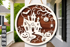 Haunted House Halloween Sign SVG Product Image 1