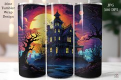 Haunted House Halloween 20oz Tumbler Wrap Sublimation Design Product Image 1