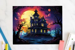 Haunted House Halloween 20oz Tumbler Wrap Sublimation Design Product Image 2