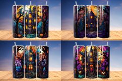 Stained Glass Halloween Haunted House Bundle, Tumbler PNG Product Image 4
