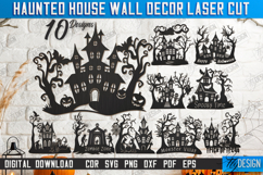 Haunted Houses Wall Decor Laser Cut Bundle, Halloween Signs Product Image 1
