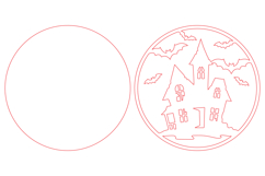 Haunted House with Flying Bats Halloween Laser Cut SVG Product Image 2