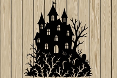 Halloween haunted House stencil silhouette SVG Product Image 1
