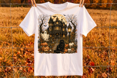 Haunted Mansion Halloween PNG, Spooky Ghost Black Cat Product Image 2