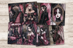 GlamArtZhanna, Haunted Mansion Junk Journal Pages, Gothic Halloween Junk Journal Paper, Spooky Digital Collage Sheet, Witch Scrapbook Kit, Halloween Girl Junk Journal Kit, Pink Halloween Journal Card, Creepy Journaling Pages, Creepy Ephemera Pages, Scary 