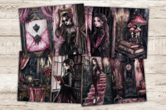GlamArtZhanna, Haunted Mansion Junk Journal Pages, Gothic Halloween Junk Journal Paper, Spooky Digital Collage Sheet, Witch Scrapbook Kit, Halloween Girl Junk Journal Kit, Pink Halloween Journal Card, Creepy Journaling Pages, Creepy Ephemera Pages, Scary 