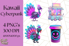 Cyberpunk Animals PNG Clipart, Kawaii Futuristic Animals Product Image 1