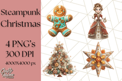 Steampunk Christmas Clipart Santa Elf Reindeer Ornaments Product Image 1