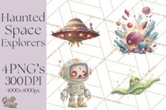 Halloween Space Explorers PNG, Creepy Astronauts &amp; Aliens Product Image 1