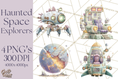 Halloween Space Explorers PNG, Creepy Astronauts &amp; Aliens Product Image 1