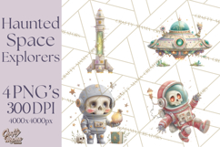 Halloween Space Explorers PNG, Creepy Astronauts &amp; Aliens Product Image 1