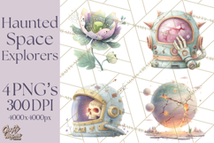 Halloween Space Explorers PNG, Creepy Astronauts &amp; Aliens Product Image 1