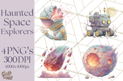 Halloween Space Explorers PNG, Creepy Astronauts &amp; Aliens Product Image 1