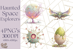 Halloween Space Explorers PNG, Creepy Astronauts &amp; Aliens Product Image 1